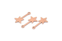 Copper Star Charm, 24 Raw Copper Star Charms With 1 Hole (20x9x0.80mm) M02031