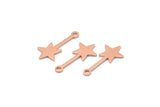 Copper Star Charm, 50 Raw Copper Star Charms With 1 Hole (20x9x0.80mm) M02031