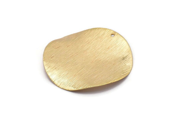 Gold Wavy Disc, 2 Gold Plated Brass Textured Round Discs With 1 Hole (40mm) D0562 Q0649