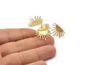 Gold Sun Earring, 4 Gold Plated Brass Sunshine Stud Earrings (21x14mm) N0711 Q0725