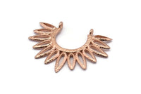 Rose Gold Sun Pendant, Rose Gold Plated Brass Pendants With 2 Loops, Findings, Charms (36.5x27x1.7mm) E212 Q0693