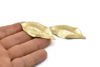 Gold Leaf Charm, 2 Gold Plated Brass Textured Leaf Charms With 1 Hole, Earrings (53x23x0.40mm) D0575 Q648