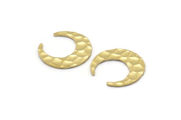 Brass Moon Blank, 8 Hammered Raw Brass Crescent Moon Blanks (18x6x1mm) M02164