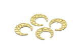 Brass Moon Charm, 8 Hammered Raw Brass Crescent Moon Charms With 2 Holes (18x6x1mm) M02166