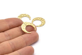 Brass Moon Charm, 8 Hammered Raw Brass Crescent Moon Charms With 2 Holes (18x6x1mm) M02166