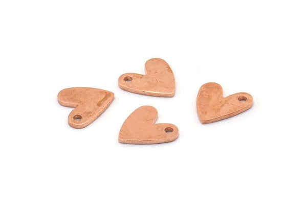 Copper Heart Copper, 50 Raw Copper Heart Charms With 1 Hole (8x1mm) M02180