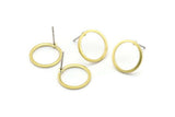 Brass Circle Earring, 10 Raw Brass Circle Stud Earrings (14x1x1mm) BS 1099 A2367