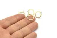 Brass Circle Earring, 10 Raw Brass Circle Stud Earrings (14x1x1mm) BS 1099 A2367