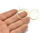 Brass Circle Earring, 10 Raw Brass Circle Stud Earrings (28x1x1mm) A2254 A2381