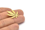 Brass Leaf Earring, 6 Raw Brass Leaf Stud Earrings, Findings (28x0.80mm) M01298 A2387