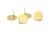 Brass Round Earring, 8 Raw Brass Round Stud Earrings (16x0.80mm) M01354 A2371