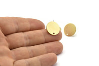 Brass Round Earring, 8 Raw Brass Round Stud Earrings (16x0.80mm) M01352 A2372