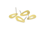 Brass Drop Earring, 12 Textured Raw Brass Drop Stud Earrings (15x8x0.80mm) M01385 A2386
