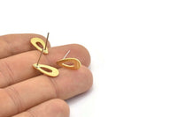 Brass Drop Earring, 12 Textured Raw Brass Drop Stud Earrings (15x8x0.80mm) M01385 A2386