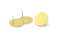 Brass Round Earring, 8 Raw Brass Round Stud Earrings (20x0.70mm) M01364 A2375