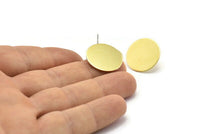 Brass Round Earring, 8 Raw Brass Round Stud Earrings (20x0.70mm) M01364 A2375