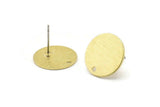 Brass Round Earring, 8 Textured Raw Brass Round Stud Earrings With 1 Hole (16x0.80mm) M01356 A2373