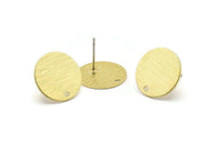 Brass Round Earring, 8 Textured Raw Brass Round Stud Earrings With 1 Hole (16x0.80mm) M01356 A2373