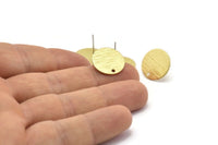 Brass Round Earring, 8 Textured Raw Brass Round Stud Earrings With 1 Hole (16x0.80mm) M01356 A2373