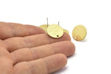 Brass Round Earring, 8 Textured Raw Brass Round Stud Earrings With 1 Hole (16x0.80mm) M01356 A2373
