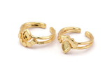 Gold Ring Setting, 2 Gold Plated Brass Drop Rings With 1 Stone Setting - Pad Size 6x4mm D0214 Q0646