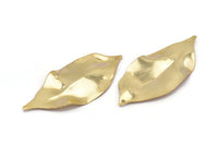 Gold Leaf Charm, 2 Gold Plated Brass Leaf Charms With 1 Hole, Earrings, Findings, Pendants (53x23x0.40mm) D0770 Q778