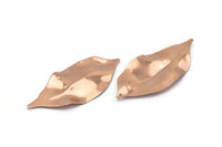 Rose Gold Leaf Charm, 2 Rose Gold Plated Brass Leaf Charms With 1 Hole, Earrings, Findings, Pendants (53x23x0.40mm) D0770 Q0778