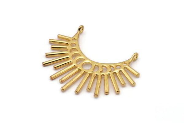 Moon Phases Pendant, 2 Gold Plated Brass Crescent Pendants With 2 Loops, Earring Findings (39x18x1mm) N0950 Q0839