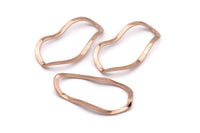 Rose Gold Oval Connector, 6 Rose Gold Plated Brass Wavy Oval Connectors Without Hole, Findings (35x19x0.80mm) D0780 Q0754