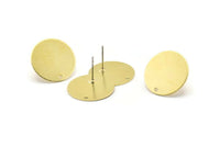 Brass Round Earring, 8 Raw Brass Round Stud Earrings With 1 Hole (20x0.90mm) M01363 A2364