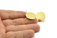 Brass Round Earring, 8 Raw Brass Round Stud Earrings With 1 Hole (20x0.90mm) M01363 A2364