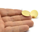 Brass Round Earring, 8 Raw Brass Round Stud Earrings With 1 Hole (20x0.90mm) M01363 A2364