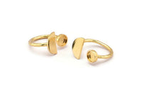 Gold Ring Settings, Gold Plated Brass Moon And Planet Ring With 1 Stone Setting - Pad Size 6mm R053 Q0604
