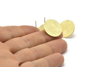 Brass Round Earring, 6 Textured Raw Brass Round Stud Earrings (20x0.70mm) M01349 A2374