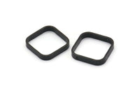 Black Square Charm, 6 Oxidized Black Brass Square Connectors With 2 Holes (16.5x2.9x0.9mm) BS 2342 S658