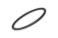 Black Ellipse Charm, 6 Oxidized Black Brass Ellipse Shape Connectors With 2 Holes (59x24x0.70mm) BS 1333 S785