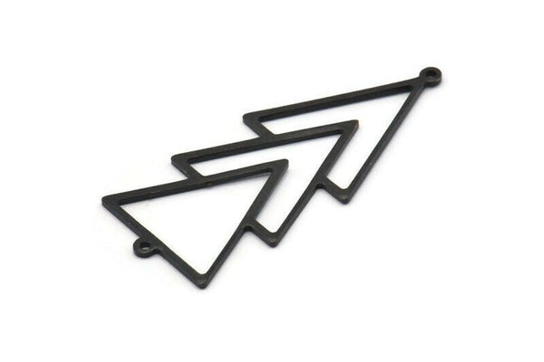Black Triangle Charm, 4 Oxidized Black Brass Triangle Charms With 2 Loops (51x21x1mm) M01128 H1299