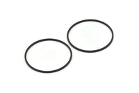 32mm Circle Connectors - 12 Oxidized Black Brass Circle Connectors (32x1x1mm) Bs 1088 S590