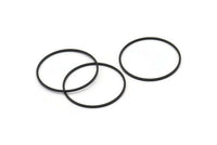 32mm Circle Connectors - 12 Oxidized Black Brass Circle Connectors (32x1x1mm) Bs 1088 S590