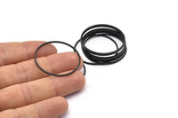 32mm Circle Connectors - 12 Oxidized Black Brass Circle Connectors (32x1x1mm) Bs 1088 S590