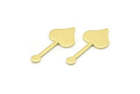Brass Heart Blank, 50 Raw Brass Spade Blanks, Stamping Blanks (20x9x0.80mm) M02048