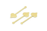 Brass Heart Blank, 24 Raw Brass Spade Blanks, Stamping Blanks (30x9x0.80mm) M02042