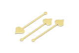 Brass Heart Blank, 24 Raw Brass Spade Blanks, Stamping Blanks (40x9x0.80mm) M02045
