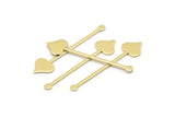 Brass Heart Blank, 24 Raw Brass Spade Blanks, Stamping Blanks (40x9x0.80mm) M02045