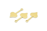 Brass Heart Charm, 50 Raw Brass Spade Charms With 1 Loop (20x9x0.80mm) M02047
