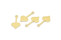 Brass Heart Charm, 50 Raw Brass Spade Charms With 1 Loop (20x9x0.80mm) M02047