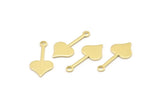 Brass Heart Charm, 50 Raw Brass Spade Charms With 1 Loop (20x9x0.80mm) M02047