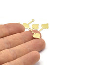 Brass Heart Charm, 50 Raw Brass Spade Charms With 1 Loop (20x9x0.80mm) M02047