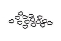 Black Heart Charm, 24 Oxidized Black Brass Heart Connectors With 2 Holes (10x10x2x0.4mm) BS 1848 H1340