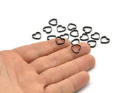 Black Heart Charm, 24 Oxidized Black Brass Heart Connectors With 2 Holes (10x10x2x0.4mm) BS 1848 H1340